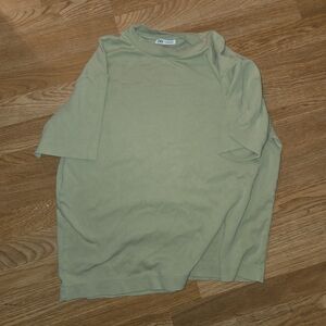 Zara Olive Green Crew Neck Top